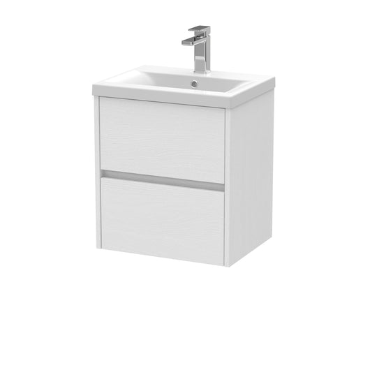  Hudson Reed Havana 500mm Wall Hung 2 Drawer Unit & Basin 1 - White Ash