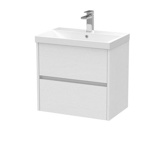  Hudson Reed Havana 600mm Wall Hung 2 Drawer Unit & Basin 3 - White Ash