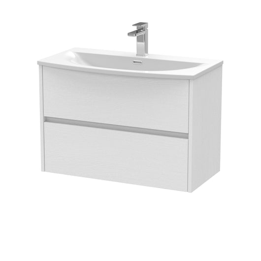  Hudson Reed Havana 800mm Wall Hung 2 Drawer Unit & Basin 4 - White Ash