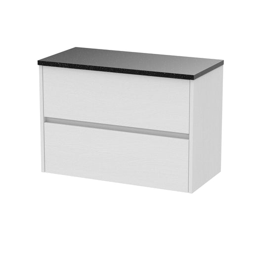  Hudson Reed Havana 800mm Wall Hung 2 Drawer Unit & Laminate Worktop - White Ash