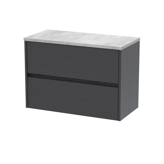  Hudson Reed Havana 800mm Wall Hung 2 Drawer Unit & Laminate Worktop - Graphite Grey Woodgrain