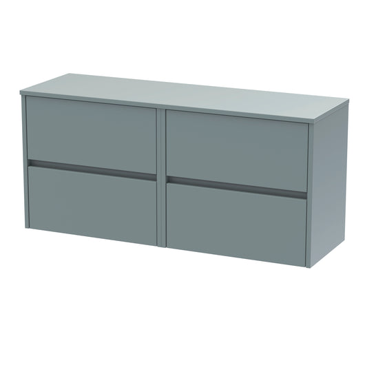  Hudson Reed Havana 1200mm Wall Hung 4 Drawer Unit & Laminate Worktop - Coastal Grey