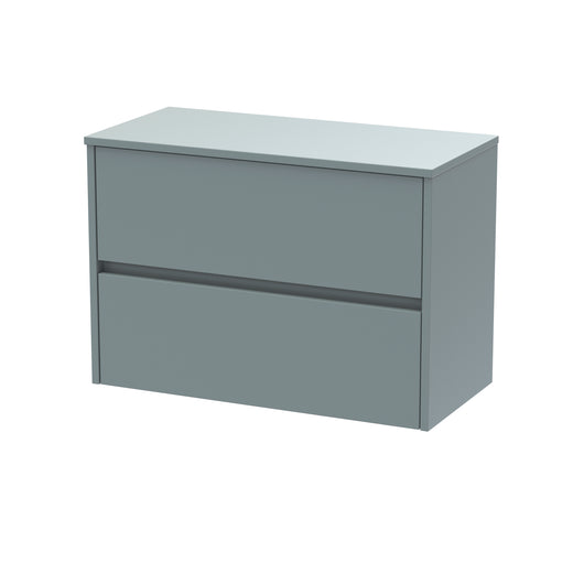  Hudson Reed Havana 800mm Wall Hung 2 Drawer Unit & Laminate Worktop - Coastal Grey