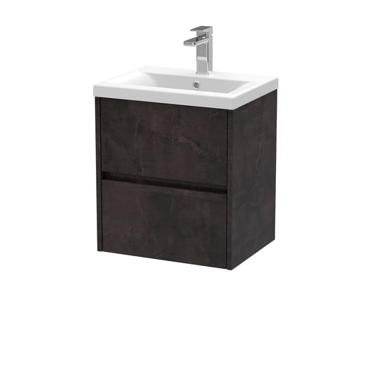  Hudson Reed Havana 500mm Wall Hung 2 Drawer Unit & Basin 1 - Metallic Slate