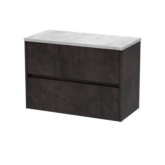  Hudson Reed Havana 800mm Wall Hung 2 Drawer Unit & Laminate Worktop - Metallic Slate