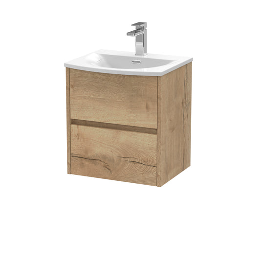  Hudson Reed Havana 500mm Wall Hung 2 Drawer Unit & Basin 4 - Autumn Oak