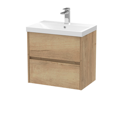  Hudson Reed Havana 600mm Wall Hung 2 Drawer Unit & Basin 3 - Autumn Oak