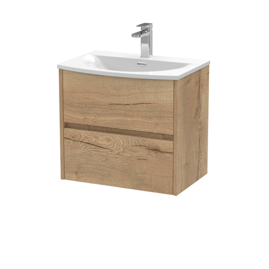  Hudson Reed Havana 600mm Wall Hung 2 Drawer Unit & Basin 4 - Autumn Oak