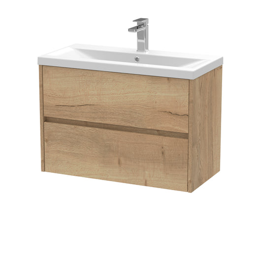  Hudson Reed Havana 800mm Wall Hung 2 Drawer Unit & Basin 1 - Autumn Oak