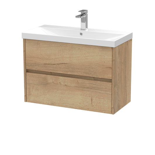  Hudson Reed Havana 800mm Wall Hung 2 Drawer Unit & Basin 3 - Autumn Oak