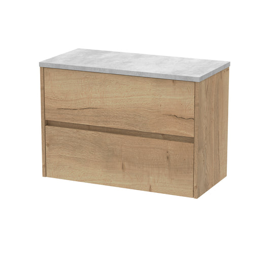  Hudson Reed Havana 800mm Wall Hung 2 Drawer Unit & Laminate Worktop - Autumn Oak