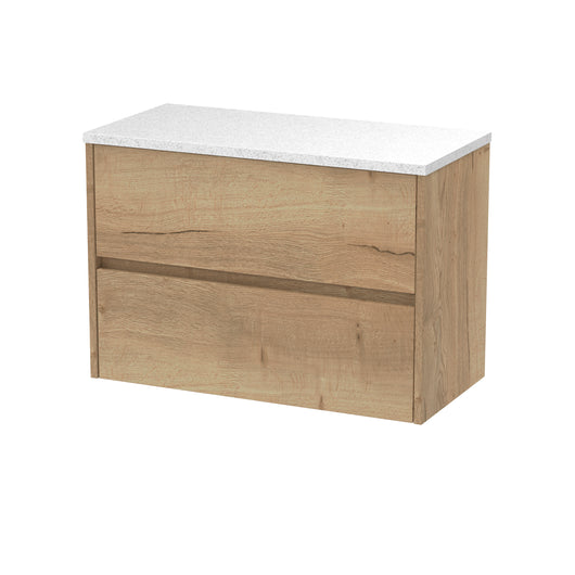  Hudson Reed Havana 800mm Wall Hung 2 Drawer Unit & Laminate Worktop - Autumn Oak