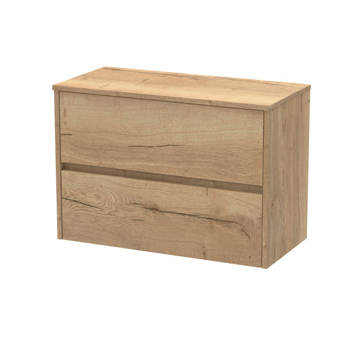  Hudson Reed Havana 800mm Wall Hung 2 Drawer Unit & Laminate Worktop - Autumn Oak