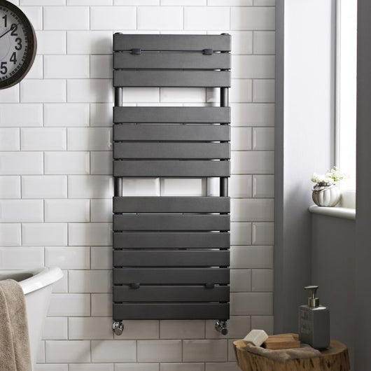  Nuie Piazza Square Flat Towel Radiator 1213 x 500 - Anthracite