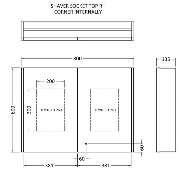 Hudson Reed LED 800mm Mirror Cabinet with Shaver Socket | welovecouk