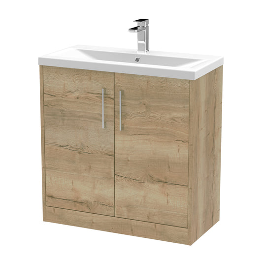  Hudson Reed Juno 800mm Floor Standing 2 Door Vanity & Basin 1 - Autumn Oak