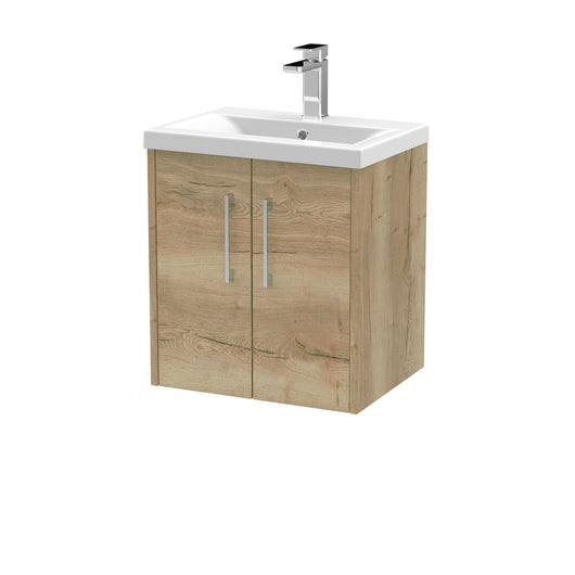  Hudson Reed Juno 500mm Wall Hung 2 Door Vanity & Basin 1 - Autumn Oak