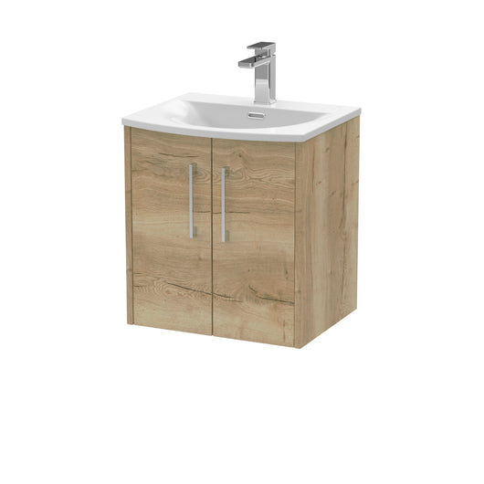  Hudson Reed Juno 500mm Wall Hung 2 Door Vanity & Basin 4 - Autumn Oak