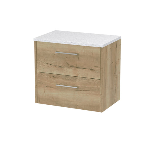  Hudson Reed Juno 600mm Wall Hung 2 Drawer Vanity & Laminate Top - Autumn Oak