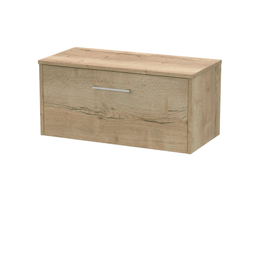  Hudson Reed Juno 800mm Wall Hung Single Drawer Vanity & Worktop - Autumn Oak