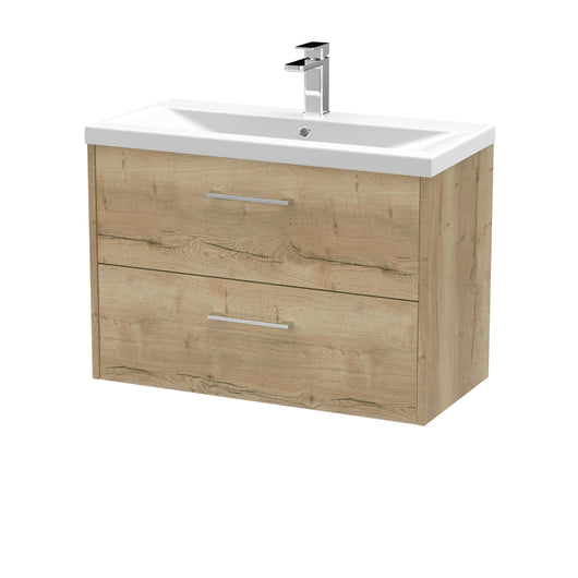  Hudson Reed Juno 800mm Wall Hung 2 Drawer Vanity & Basin 1 - Autumn Oak