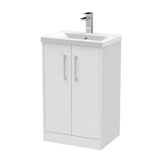  Hudson Reed Juno 500mm Floor Standing 2 Door Vanity & Basin 1 - White Ash