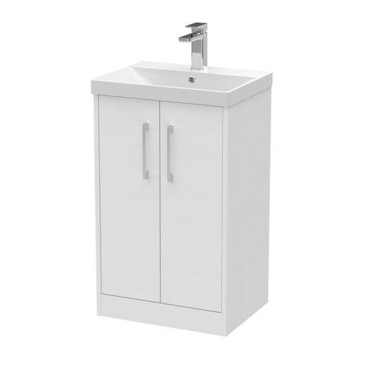  Hudson Reed Juno 500mm Floor Standing 2 Door Vanity & Basin 3 - White Ash