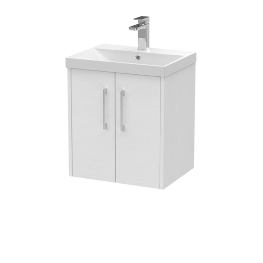  Hudson Reed Juno 500mm Wall Hung 2 Door Vanity & Basin 3 - White Ash