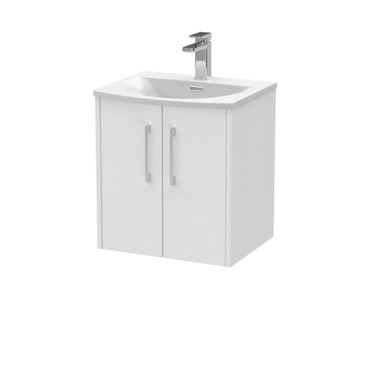  Hudson Reed Juno 500mm Wall Hung 2 Door Vanity & Basin 4 - White Ash