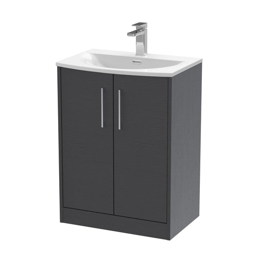  Hudson Reed Juno 600mm Floor Standing 2 Door Vanity & Basin 4 - Graphite Grey