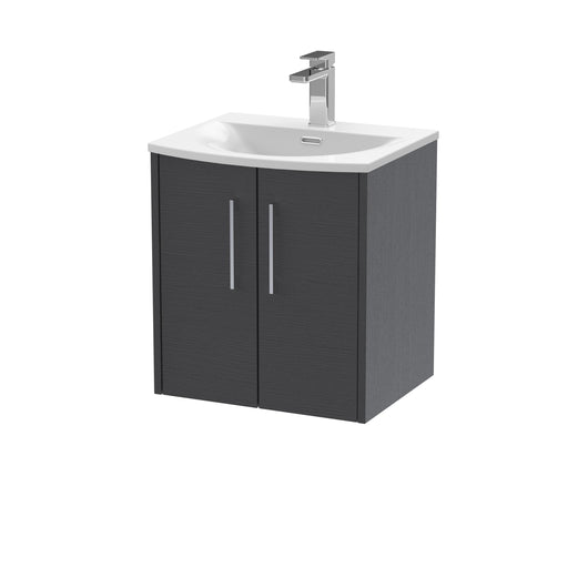  Hudson Reed Juno 500mm Wall Hung 2 Door Vanity & Basin 4 - Graphite Grey