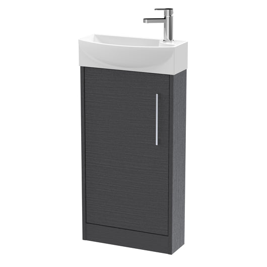  Hudson Reed Juno Compact 440mm Floor Standing 1 Door Unit & 1TH Basin LH - Graphite Grey