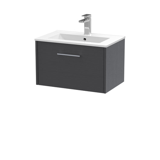  Hudson Reed Juno 600mm Wall Hung Single Drawer Vanity & Basin 2 - Graphite Grey