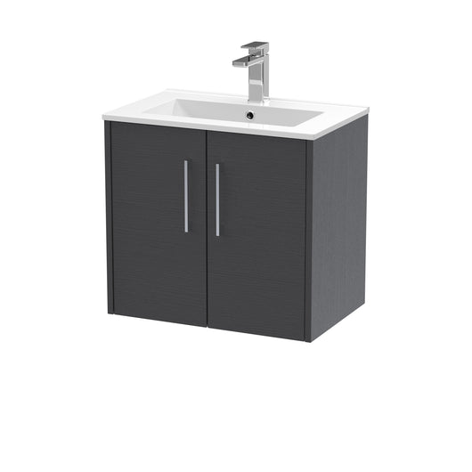  Hudson Reed Juno 600mm Wall Hung 2 Door Vanity & Basin 2 - Graphite Grey