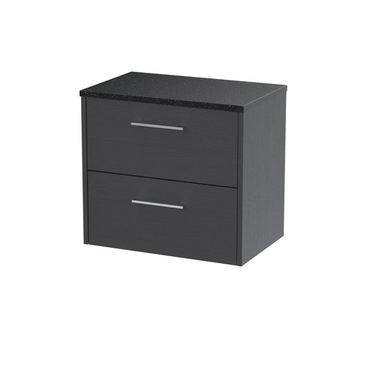  Hudson Reed Juno 600mm Wall Hung 2 Drawer Vanity & Laminate Top - Graphite Grey