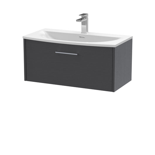  Hudson Reed Juno 800mm Wall Hung Single Drawer Vanity & Basin 4 - Graphite Grey