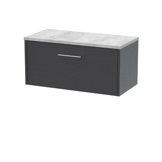  Hudson Reed Juno 800mm Wall Hung Single Drawer Vanity & Laminate Top - Graphite Grey