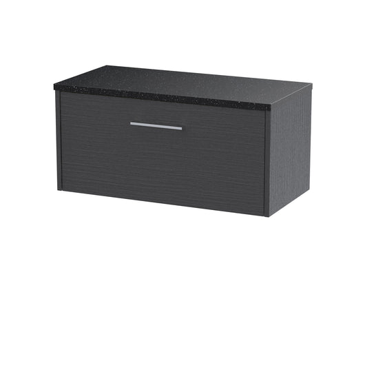  Hudson Reed Juno 800mm Wall Hung Single Drawer Vanity & Laminate Top - Graphite Grey