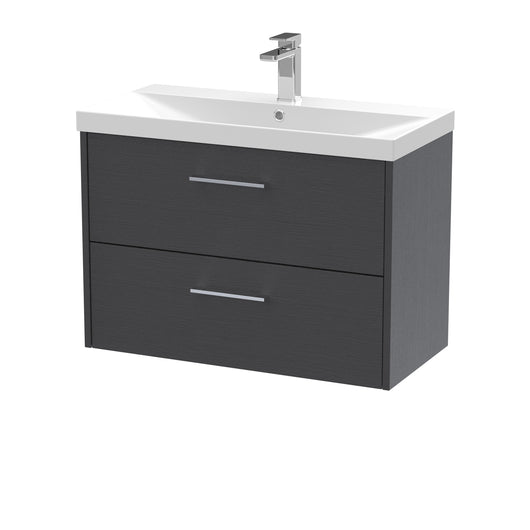  Hudson Reed Juno 800mm Wall Hung 2 Drawer Vanity & Basin 3 - Graphite Grey