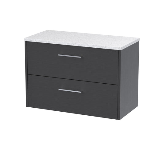  Hudson Reed Juno 800mm Wall Hung 2 Drawer Vanity & Laminate Top - Graphite Grey