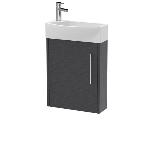  Hudson Reed Juno Compact 440mm Wall Hung 1 Door Unit & 1TH Basin RH - Graphite Grey