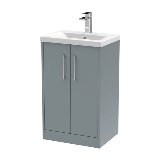  Hudson Reed Juno 500mm Floor Standing 2 Door Vanity & Basin 1 - Coastal Grey