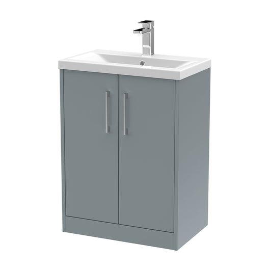  Hudson Reed Juno 600mm Floor Standing 2 Door Vanity & Basin 1 - Coastal Grey