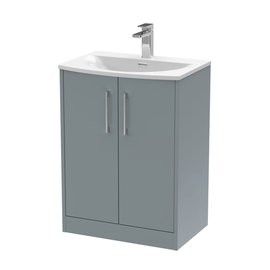  Hudson Reed Juno 600mm Floor Standing 2 Door Vanity & Basin 4 - Coastal Grey