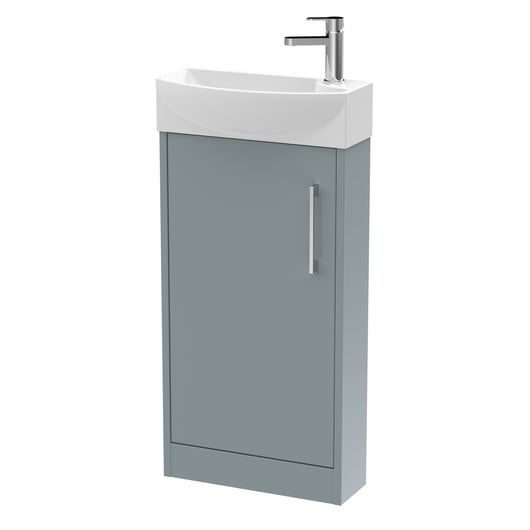  Hudson Reed Juno Compact 440mm Floor Standing 1 Door Unit & 1TH Basin LH - Coastal Grey