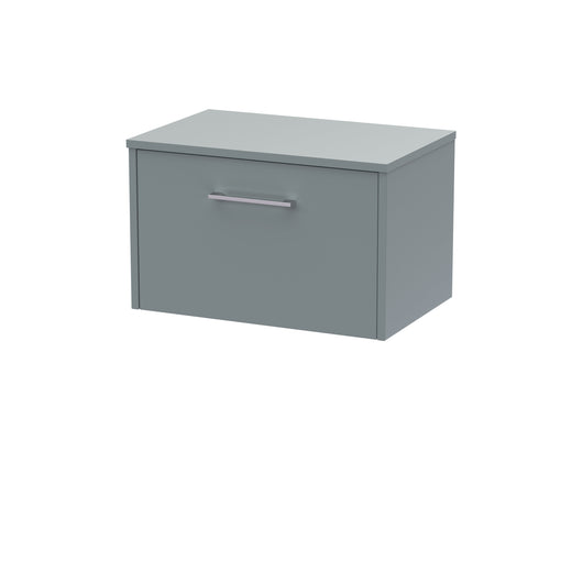  Hudson Reed Juno 600mm Wall Hung Single Drawer Vanity & Worktop - Coastal Grey