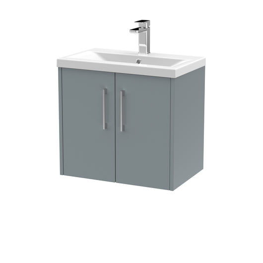  Hudson Reed Juno 600mm Wall Hung 2 Door Vanity & Basin 1 - Coastal Grey