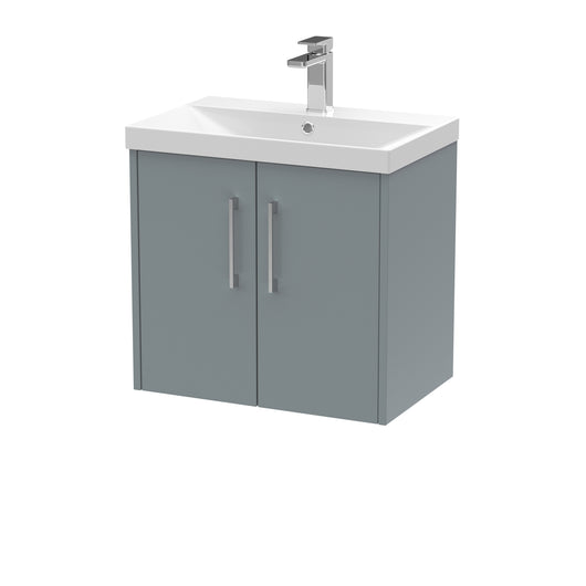  Hudson Reed Juno 600mm Wall Hung 2 Door Vanity & Basin 3 - Coastal Grey