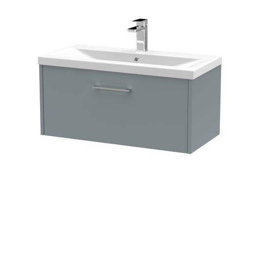  Hudson Reed Juno 800mm Wall Hung Single Drawer Vanity & Basin 1 - Coastal Grey