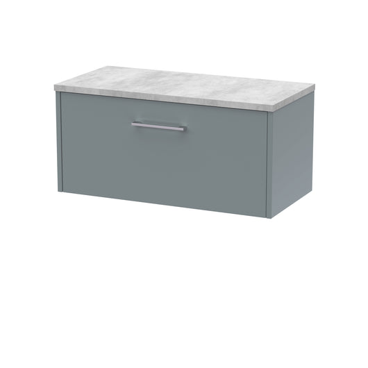  Hudson Reed Juno 800mm Wall Hung Single Drawer Vanity & Laminate Top - Coastal Grey